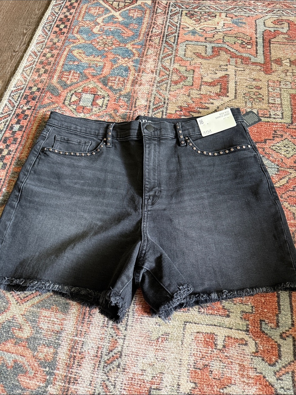 a.n.a nwt Black Studded Raw-Hem Denim Shorts